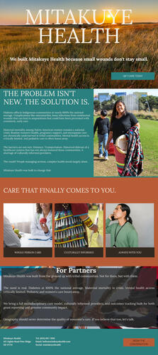 Website copywriting and design for Mitakuye Health, a telehealth platform built to bring multidisciplinary care to Indigenous communities. Website copywriting and design for Mitakuye Health, a telehealth platform built to bring multidisciplinary care to Indigenous communities.